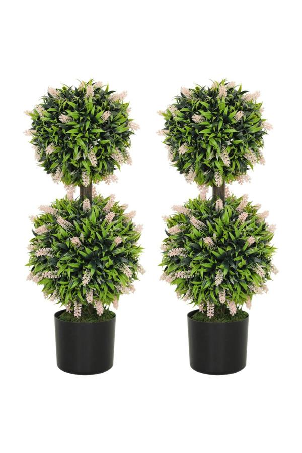 Dyzi Artificial Topiary Ball Tree Set 70cm Potted Indoor Outdoor