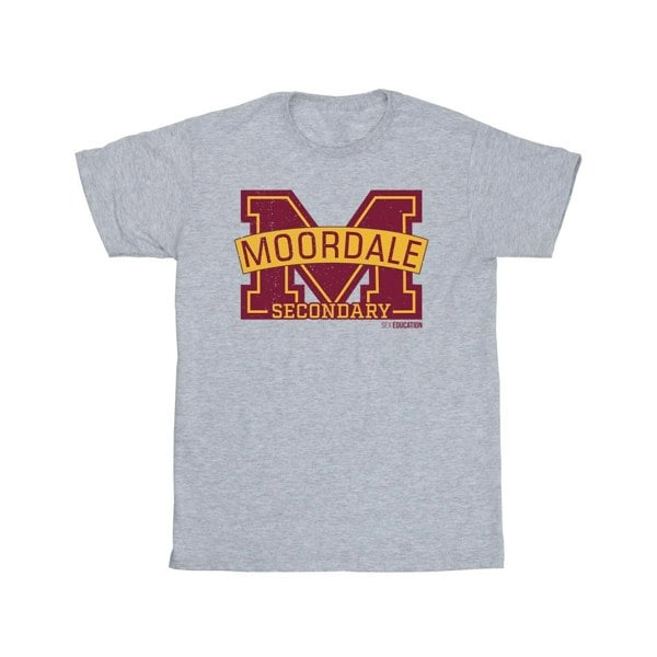 Netflix Mens Sex Education Moordale Cracked M Logo 2 T-Shirt - Sports Grey