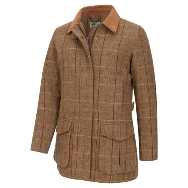 Hoggs of Fife Eden Technical Tweed Field Coat for women in waterproof wool herringbone tweed