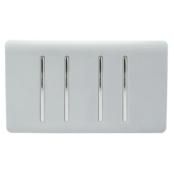Trendi Switch 4 Gang Intermediate Rocker Light Switch in Platinum Silver