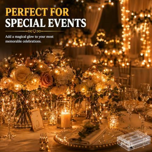 10m Battery Operated Warm White LED Fairy String Lights, Copper Wire, 2 Pack image 8