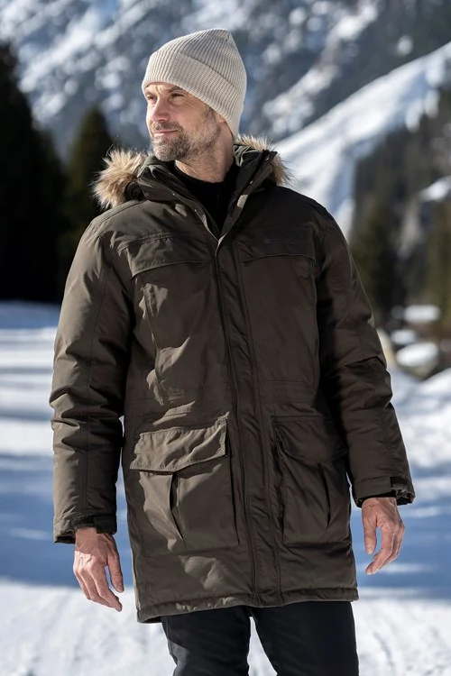 Mountain Warehouse Mens Antarctic Extreme Waterproof Down Jacket - Dark Khaki