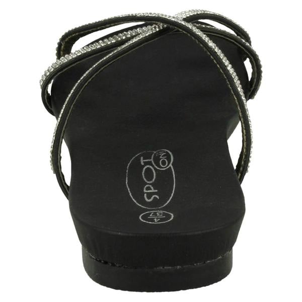 Spot On Ladies Spot On Diamante Flat Sandals