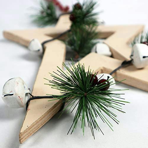 25 x 1.2 x 36 cm Cream Wooden Hanging Star Decoration for Christmas and Seasonal Displays image 4