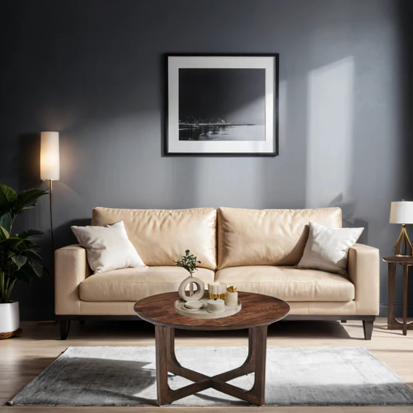 IH Design Monco Natural Mango Wood Round Coffee Table - Dark