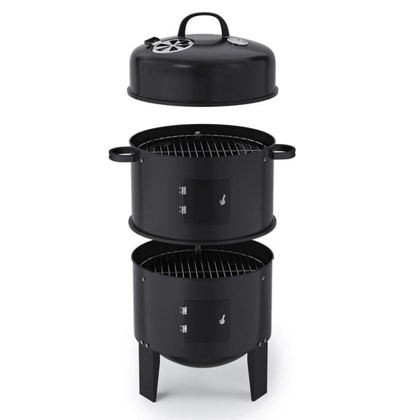 3 in 1 BBQ Charcoal Grill 3 Tier Smoker Garden BBQ Grill Living and Home