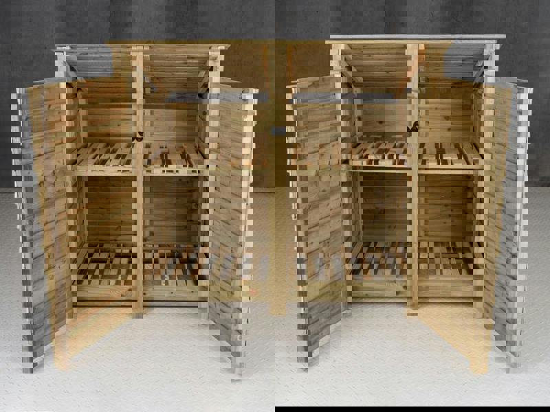 Arbor Garden Solutions Wooden Log Store (Roof Sloping Back) with Door and Shelf W-146cm, H-126cm or 180cm, D-88cm