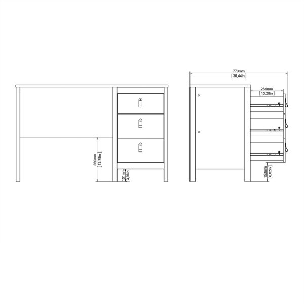 Wyld Haus Gossmere Hickory Oak Effect Office Desk 3 Drawers