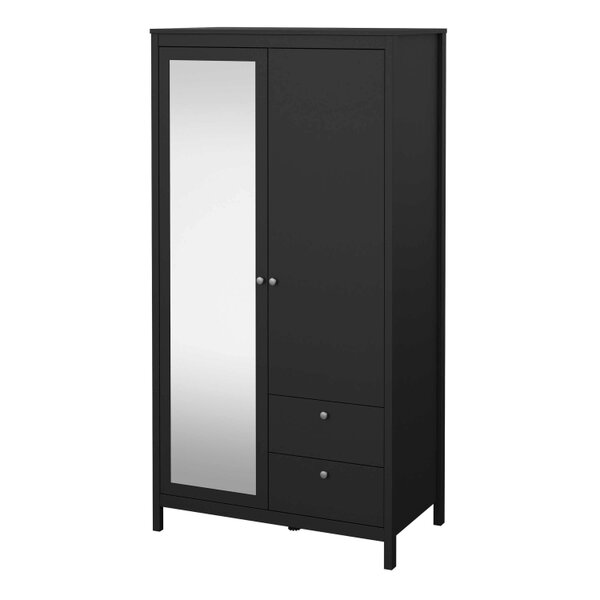 Wyld Haus Gossmere Matt Black Wardrobe 2 Doors 2 Drawers