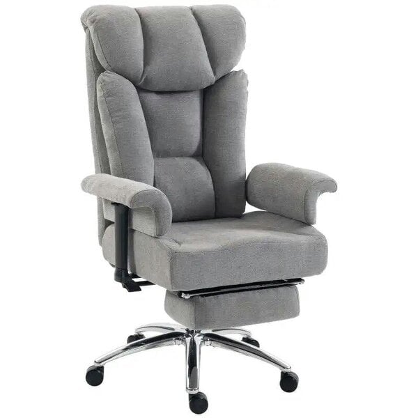 Big and Tall Office Chair, 250 kg Heavy Duty Executive Desk Chair with Adjustable Padded Armrests and High Back, Grey