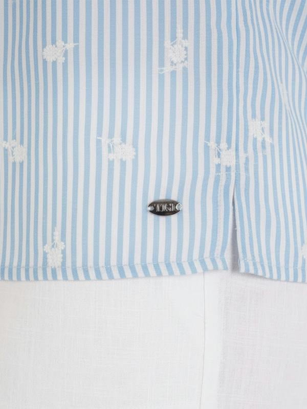 TIGI Stripe And Sprig Embroidery Shirt