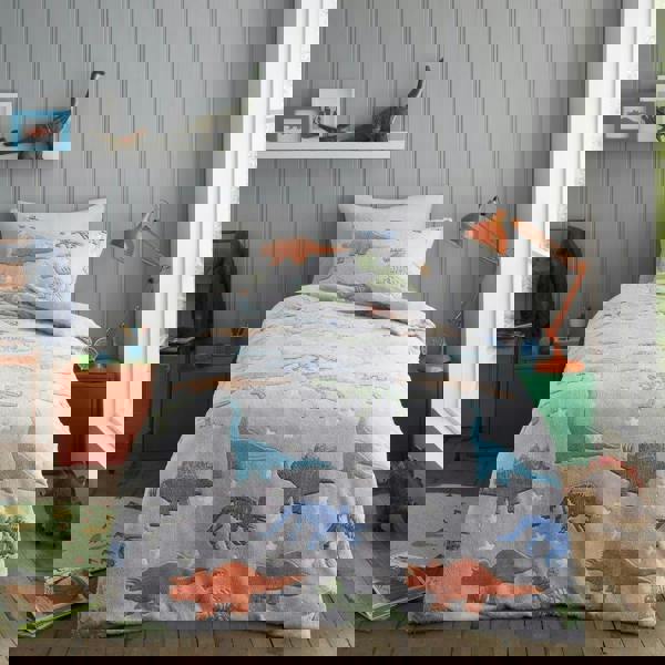 Smart Living Teddy Glow In Dark Duvet Cover and Pillowcase Set - Dino Dig