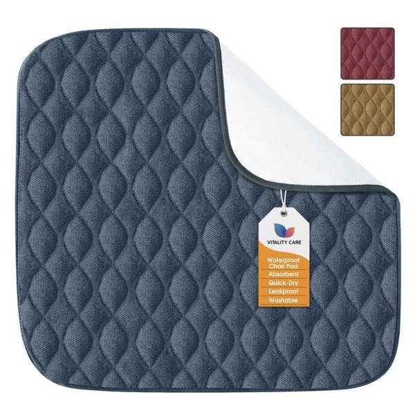 Vitality Care Absorbent Washable Incontinence Chair Pad Non-Slip Waterproof Seat Protector Pad