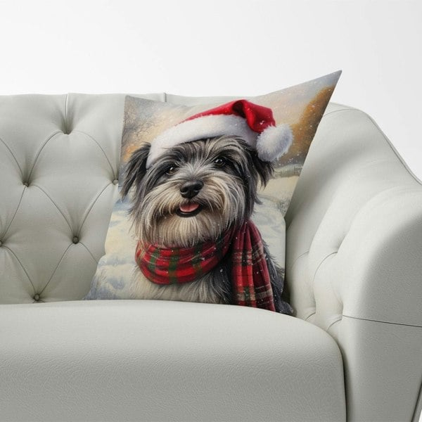 Warren Reed Snowy Christmas Skye Terrier Cushion