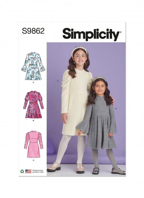 Simplicity Sewing Pattern 9862, Dresses for Kids, HH (3-4-5-6) - Intermediate