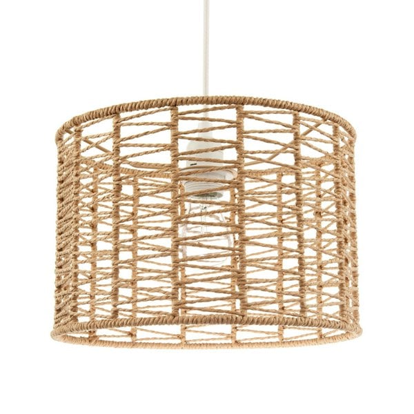 Classic Twisted Brown Paper Pendant Light Shade with Strapped Design Image 1
