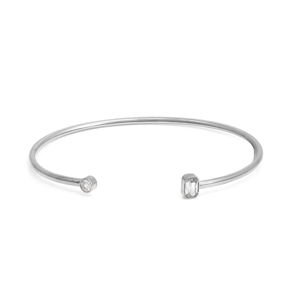 Say It With March Aquamarine Birthstone Bangle - Silver Plated
