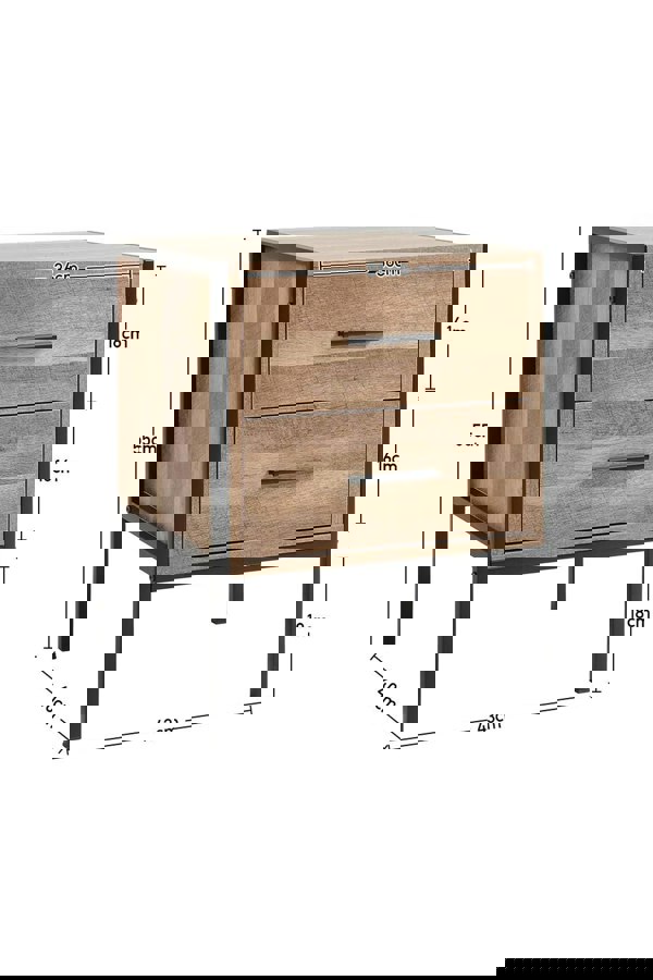 Living and Home Wooden Nightstand Sofa Side Table With 2 Drawers