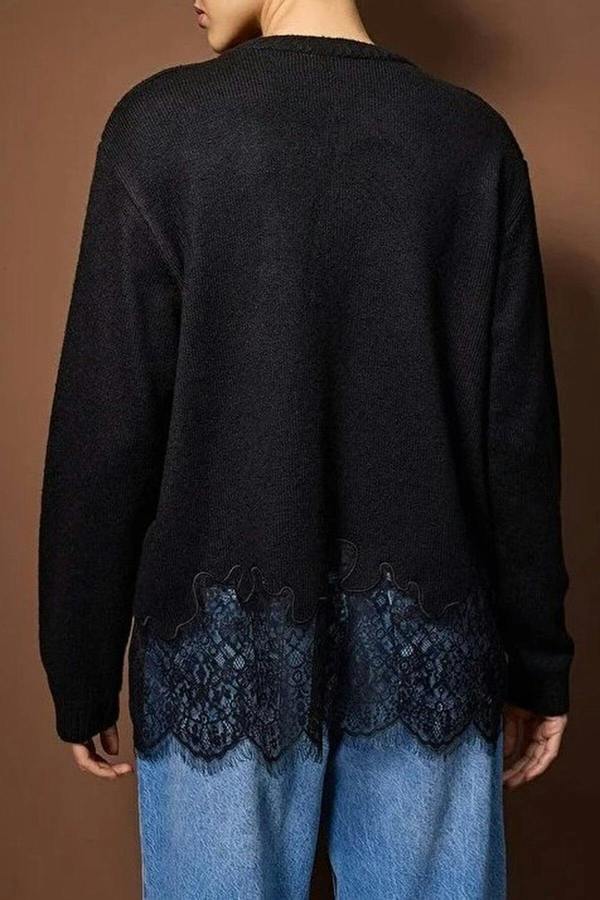 WOVCOR Lace Detail Knit Sweater