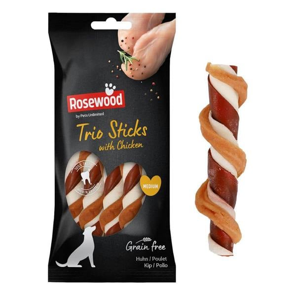 Rosewood Chicken Trio Sticks Dog Treats 90g