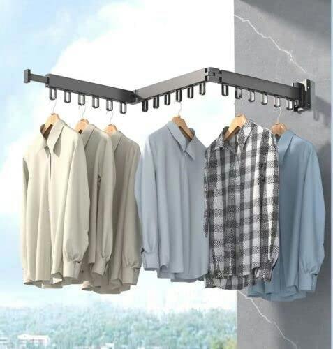 HYGRAD BUILT TO SURVIVE Clothes Drying Rack Wall Mounted Clothes Drying Airer Rack, Retractable Fold Away Laundry Drying Rack Outdoor & Indoor