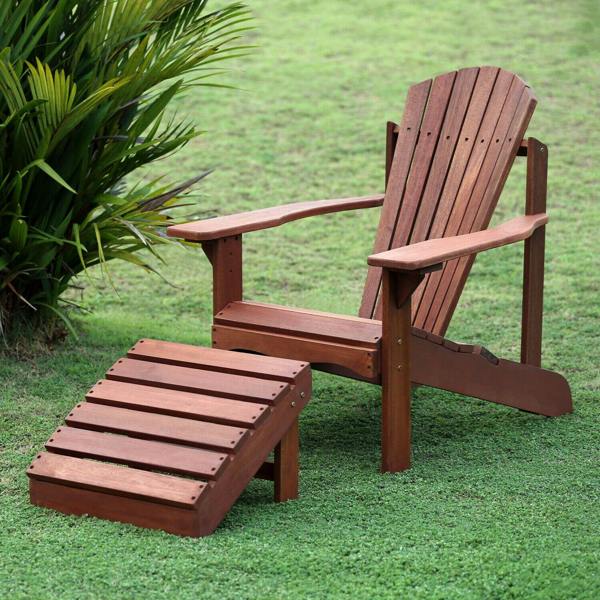 WALPLUS Tioman Hardwood Adirondack Patio Chair in Teak Oil, Natural | Modern Home Decor