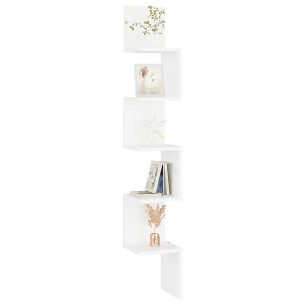 Berkfield Wall Corner Shelf White 20x20x127.5 cm Engineered Wood