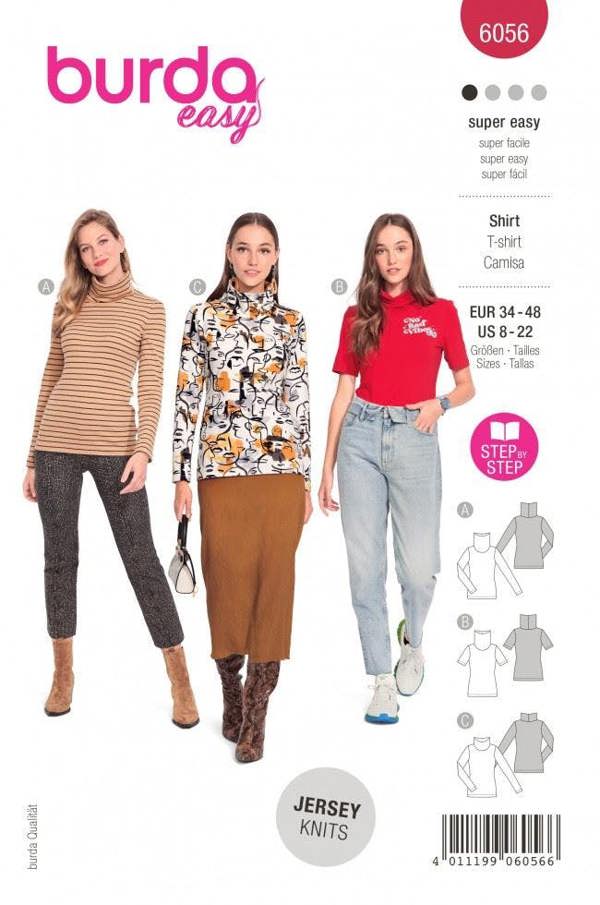 Burda Sewing Pattern 6056 Tops For Women, 8-22 (34-48) - Easy