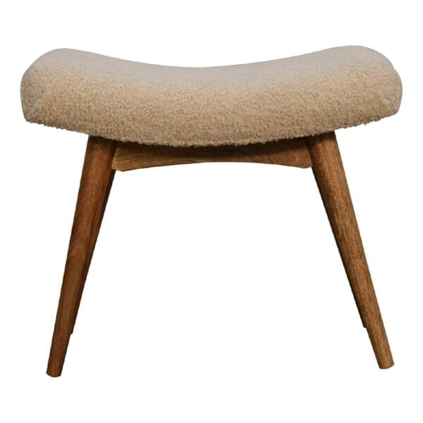 Wyld Haus Olbia Boucle Cream Curved Bench Mango Legs