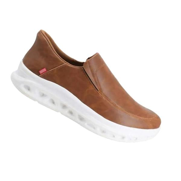 Duke Mens D555 Carlisle 1 Slip-on Wide Shoes - Dark Tan - 