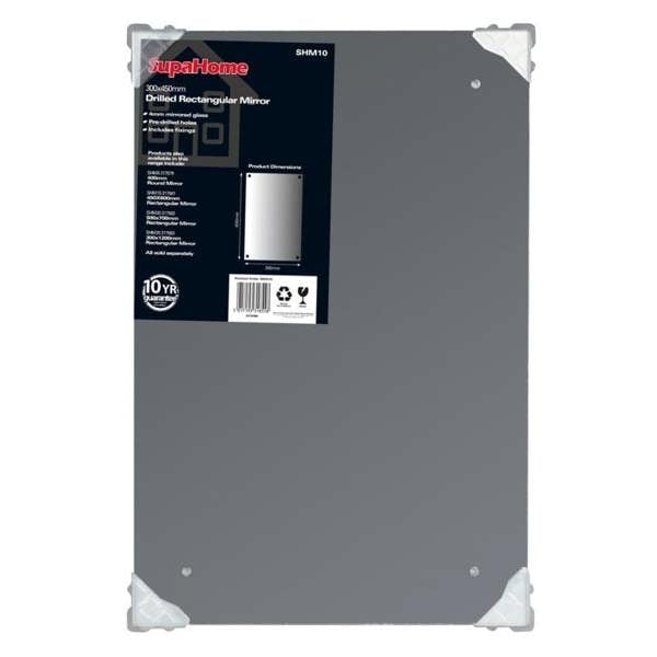 SupaHome Drilled Rectangular Mirror - Grey - 