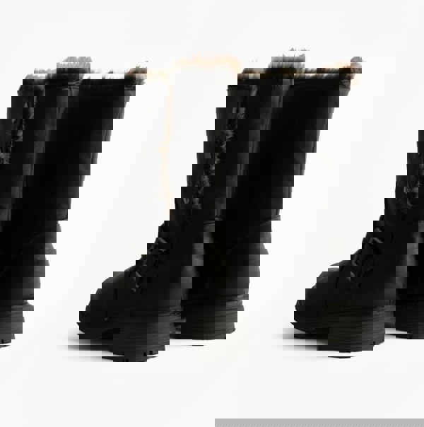 Cipriata ANDREANA Womens Faux Fur Fold Down Biker Boots Black