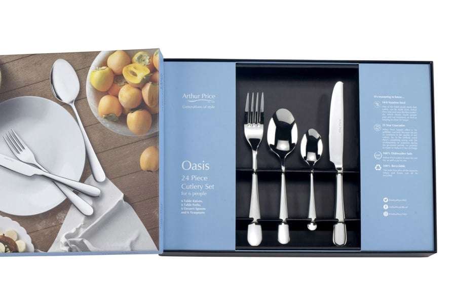 Arthur Price 'Oasis' Stainless Steel 24 Piece 6 Person Gift Boxed Cutlery Set