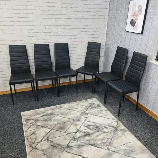 Kosy Koala Dining Chairs Set of 6 Black Leather Kitchen Chairs