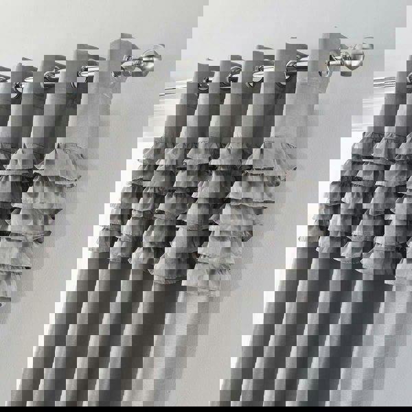 Catherine Lansfield Flamenco Fully Lined Eyelet Curtains Silver