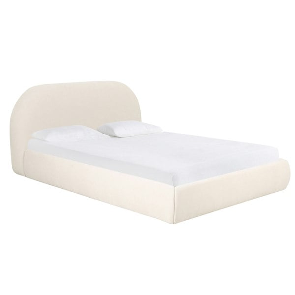 Furniture Edit Bara Cream Textured Velvet Super King Size Bed