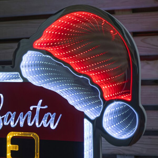 Samuel Alexander 40cm Light up Christmas Santa Stop Here Sign with Santa Hat & LEDs