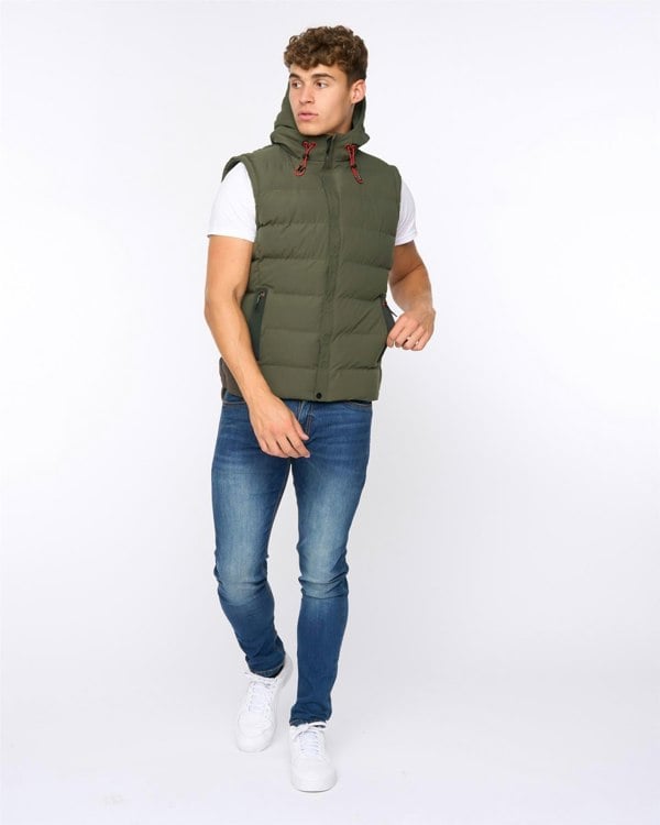 Crosshatch Kampleys Embossed Gilet Deep Olive