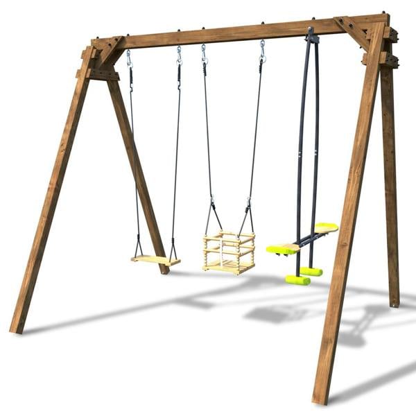 Soulet Pierre Infant & Child Triple Wooden Swing Set