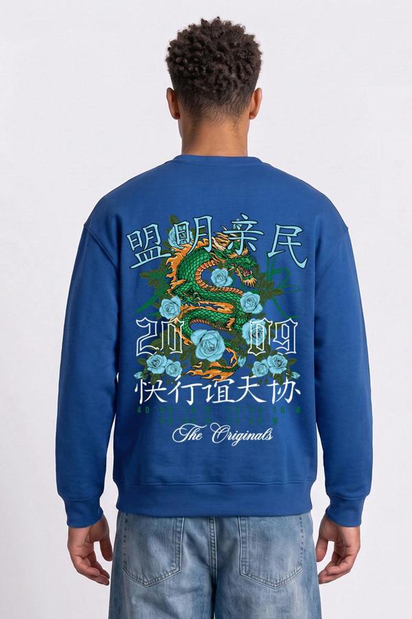 London Attitude Oversized Dragon Graphic Sweatshirt