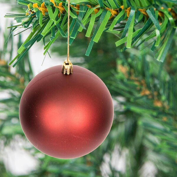 Shatchi 100mm Shatterproof Dark Red Christmas Baubles, Pack of 3 or 6 for Festive Displays