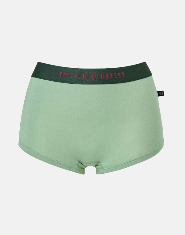 British Boxers Multipack! 4 Pairs of Women's Bamboo Hipster Boxer Briefs – Forest Berry