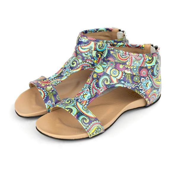 Embassy London Downtown - Festival Blue - Women's flat T-bar sandal with covered heel