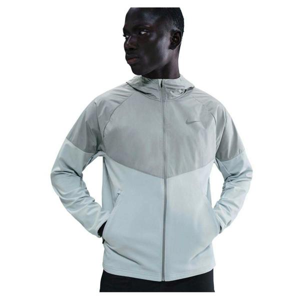 Nike Mens Miler Running Hooded Jacket - Platinum - 