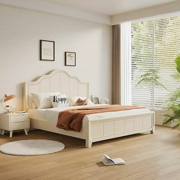 Agnes King Size / Super King Size Bed With Storage, Cream-Weilai Concept-Weilai Concept