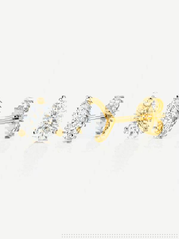 Round Diamond Simulant Stud Earrings in 18k Gold or Silver