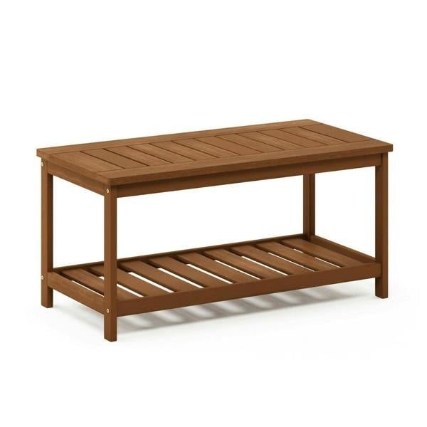 WALPLUS Tioman Hardwood Coffee Table with Shelf in Teak Oil, Natural | Modern Coffee Table for Living Room Decor and Daily Use