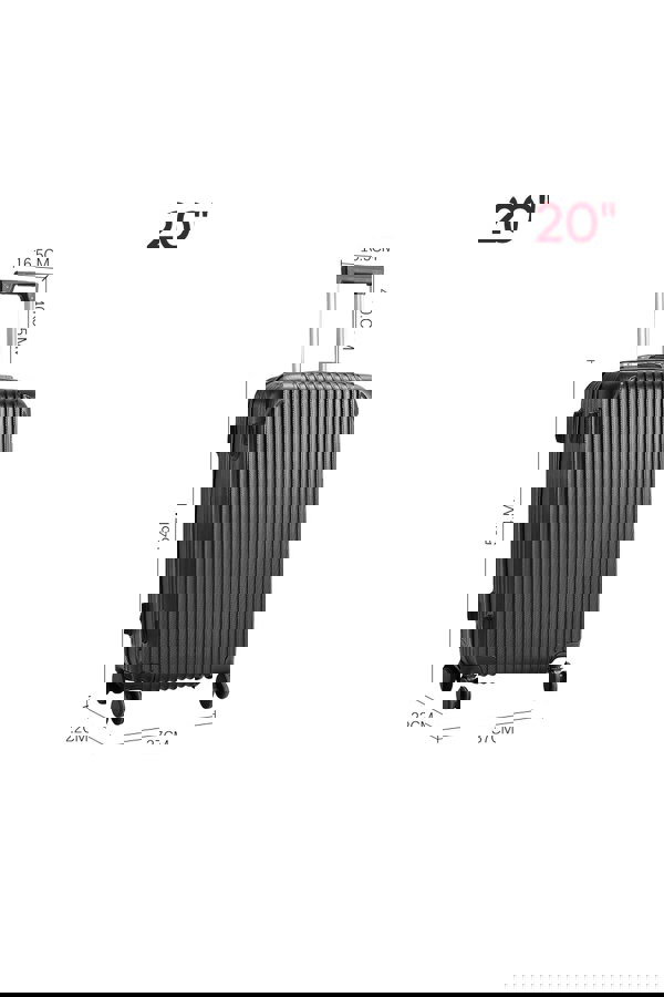 Living and Home Hardshell Spinner Wheel Luggage Travel Suitcase, 20" Black