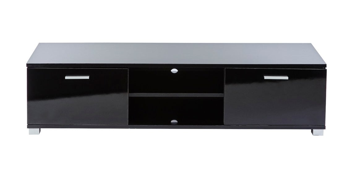 MMT Furniture Designs Modern Black 140cm Matt Gloss TV Stand Cabinet Suitable for 40 - 65 Inch 4K LED Flat Screen TV's