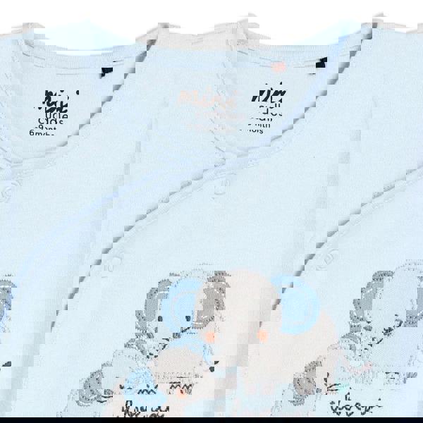 Mini Cuddles Baby Boys Elephant Embroidered Sleepsuit, Blue